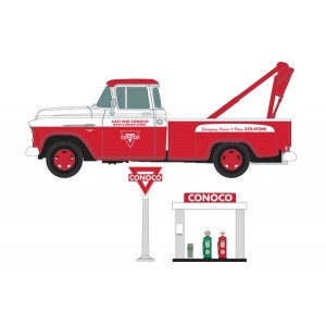 Classic Metal Works 1955 Chevy Tow Truck with Station Sign, Gas Pump Island